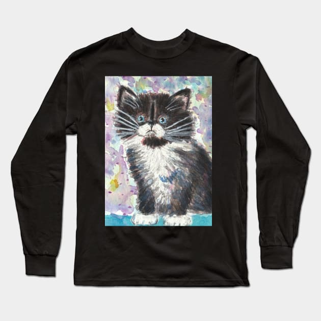 Cute kitten cat fluffy Long Sleeve T-Shirt by SamsArtworks